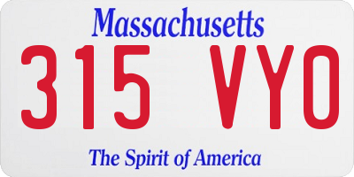 MA license plate 315VY0