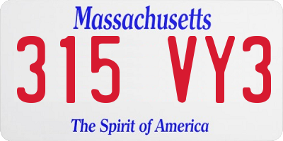 MA license plate 315VY3
