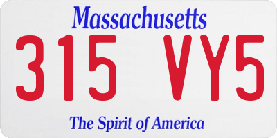 MA license plate 315VY5