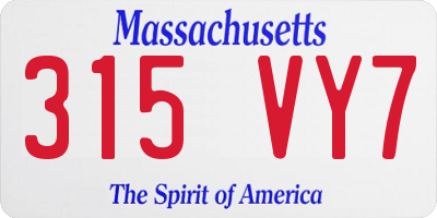 MA license plate 315VY7