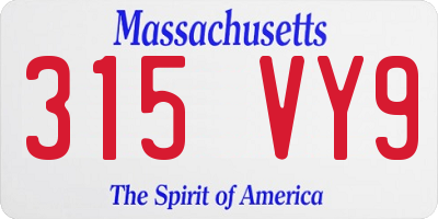 MA license plate 315VY9