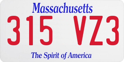 MA license plate 315VZ3