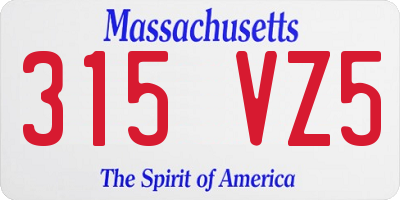MA license plate 315VZ5