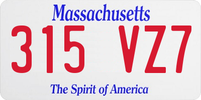 MA license plate 315VZ7
