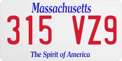 MA license plate 315VZ9