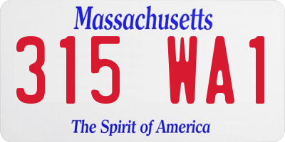 MA license plate 315WA1