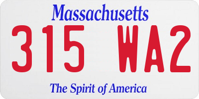 MA license plate 315WA2