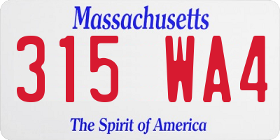 MA license plate 315WA4