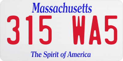 MA license plate 315WA5