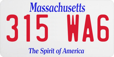 MA license plate 315WA6