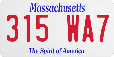 MA license plate 315WA7