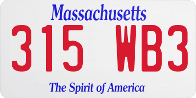 MA license plate 315WB3