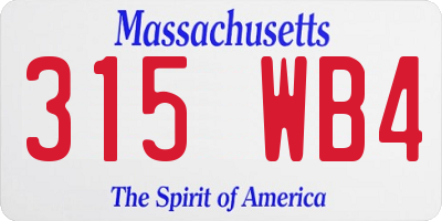 MA license plate 315WB4