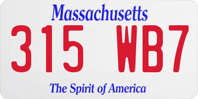 MA license plate 315WB7