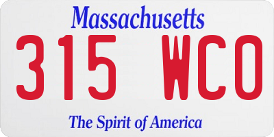 MA license plate 315WC0