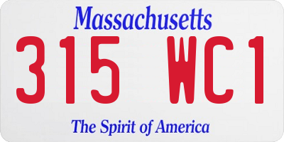 MA license plate 315WC1