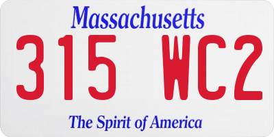MA license plate 315WC2