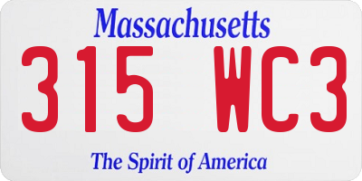 MA license plate 315WC3