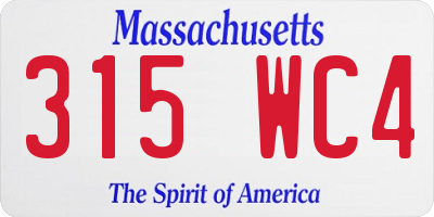 MA license plate 315WC4