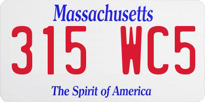 MA license plate 315WC5