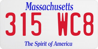 MA license plate 315WC8