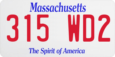 MA license plate 315WD2