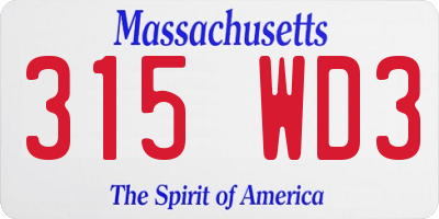 MA license plate 315WD3