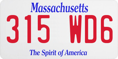 MA license plate 315WD6