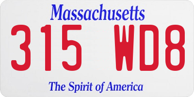 MA license plate 315WD8
