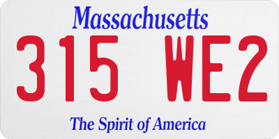 MA license plate 315WE2
