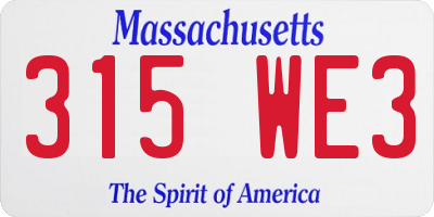 MA license plate 315WE3