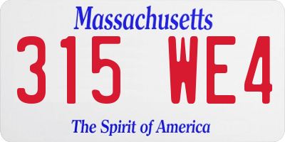 MA license plate 315WE4