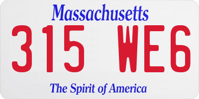 MA license plate 315WE6