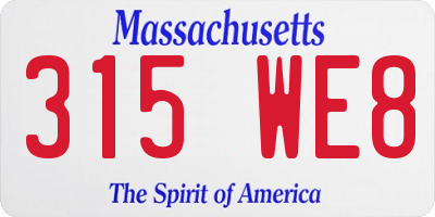 MA license plate 315WE8