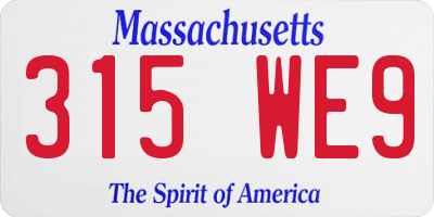 MA license plate 315WE9