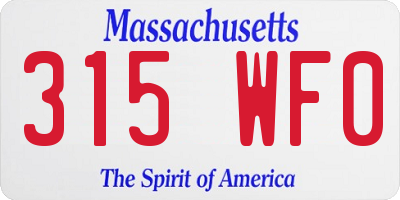 MA license plate 315WF0