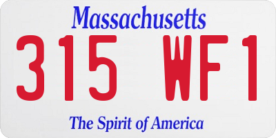 MA license plate 315WF1