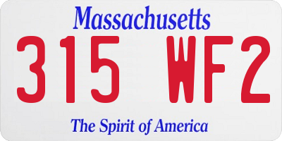 MA license plate 315WF2
