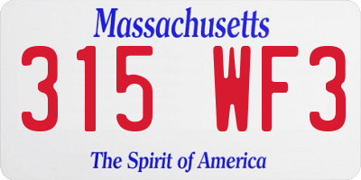 MA license plate 315WF3