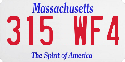 MA license plate 315WF4