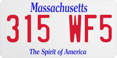 MA license plate 315WF5