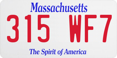 MA license plate 315WF7