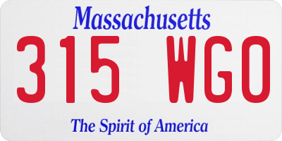 MA license plate 315WG0