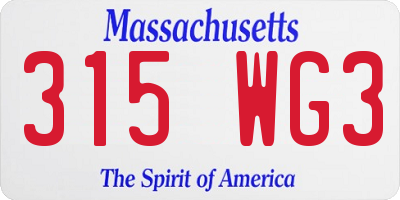 MA license plate 315WG3