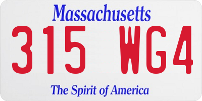 MA license plate 315WG4