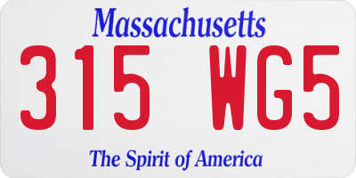 MA license plate 315WG5