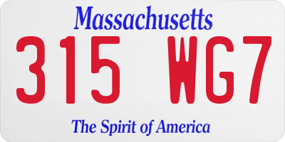 MA license plate 315WG7