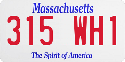 MA license plate 315WH1