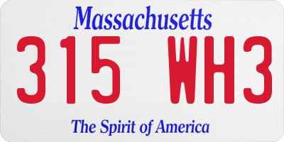 MA license plate 315WH3