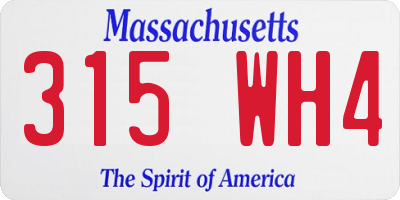 MA license plate 315WH4